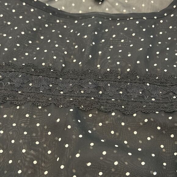 Lily Rose Women's Black & White Polka Dot Crew Neck Long Sleeves Peplum Blouse M - Picture 5 of 9